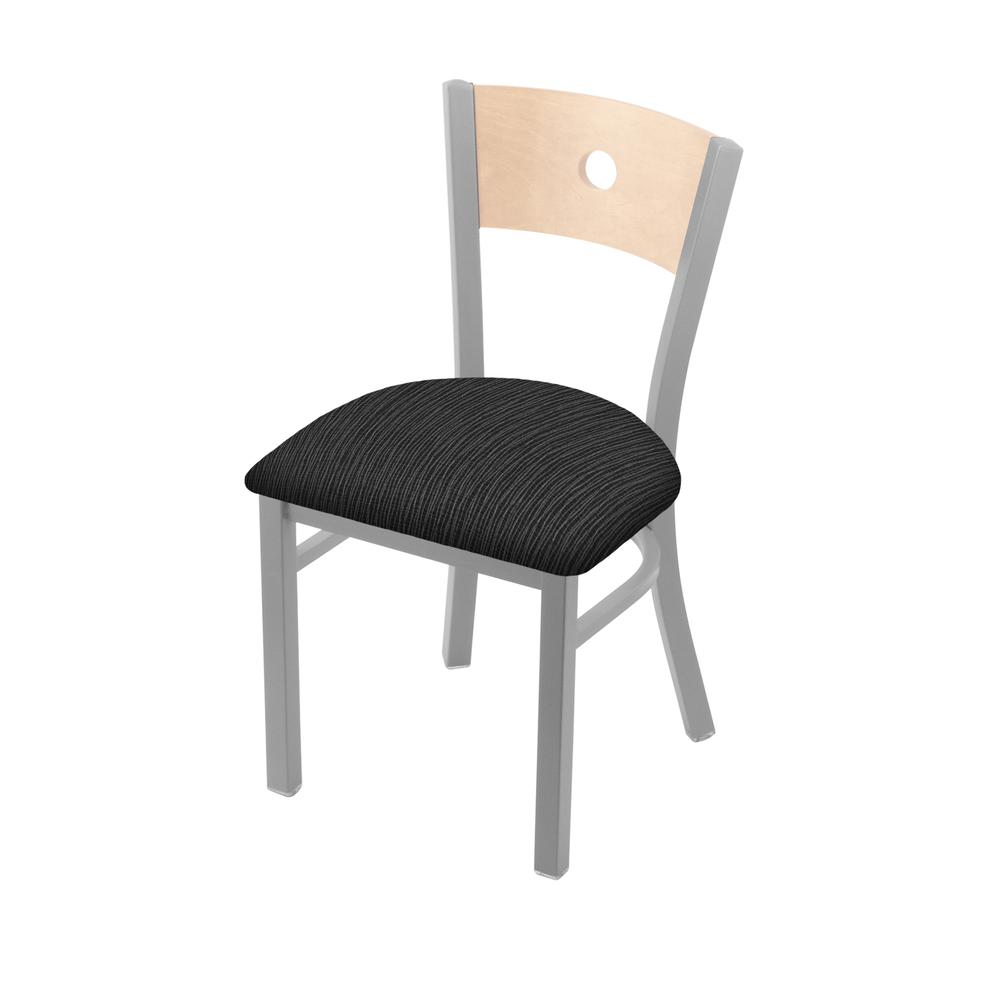 630 Voltaire 18" Chair with Anodized Nickel Finish, Natural Back, and Graph Coal Seat. Picture 1