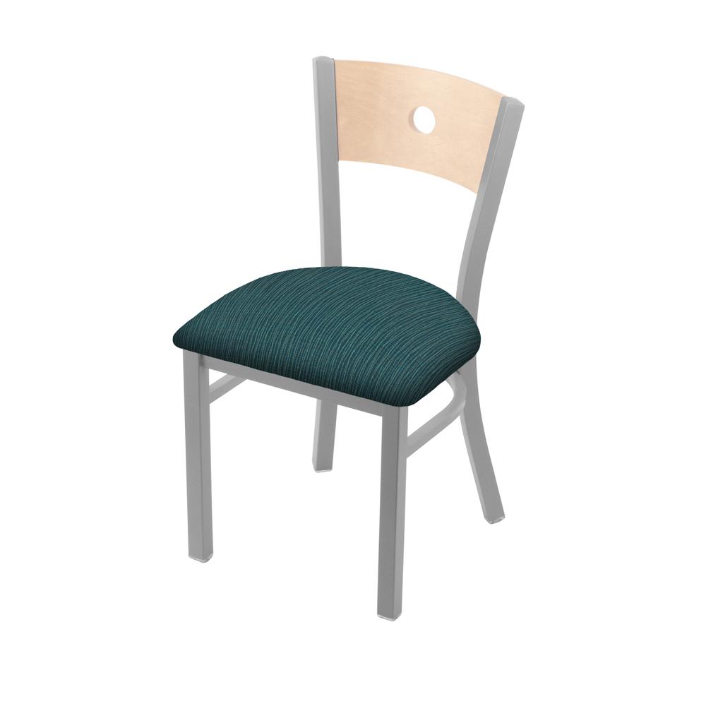 630 Voltaire 18" Chair with Anodized Nickel Finish, Natural Back, and Graph Tidal Seat. Picture 1