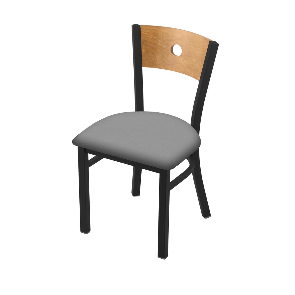 630 Voltaire 18" Chair with Black Wrinkle Finish, Medium Back, and Canter Folkstone Grey Seat. Picture 1