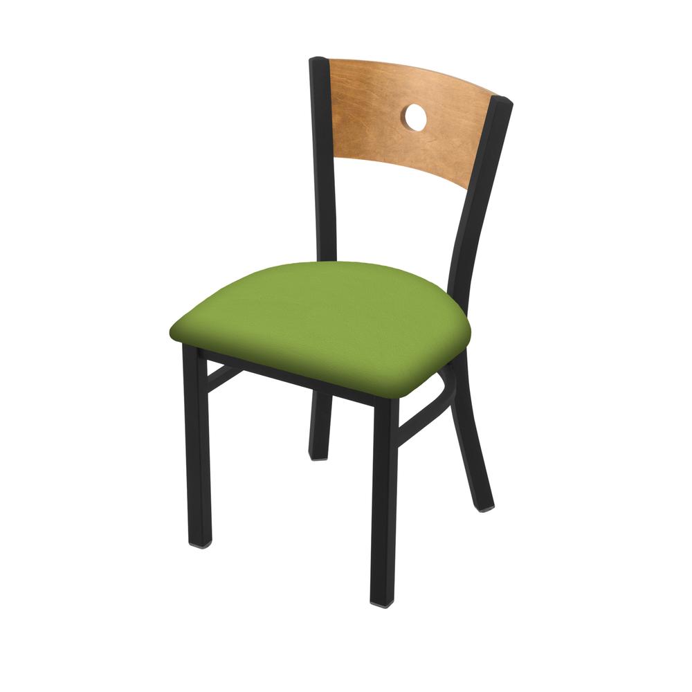 630 Voltaire 18" Chair with Black Wrinkle Finish, Medium Back, and Canter Kiwi Green Seat. Picture 1