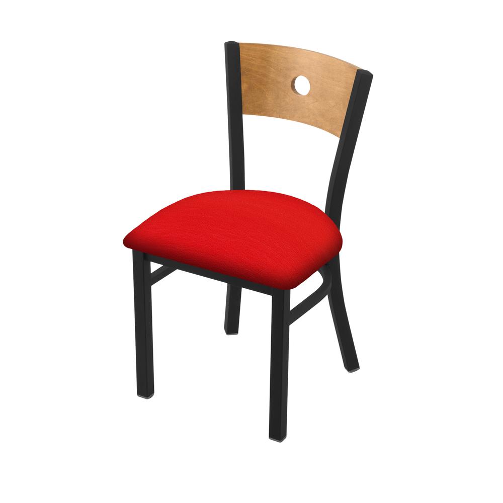 630 Voltaire 18" Chair with Black Wrinkle Finish, Medium Back, and Canter Red Seat. Picture 1