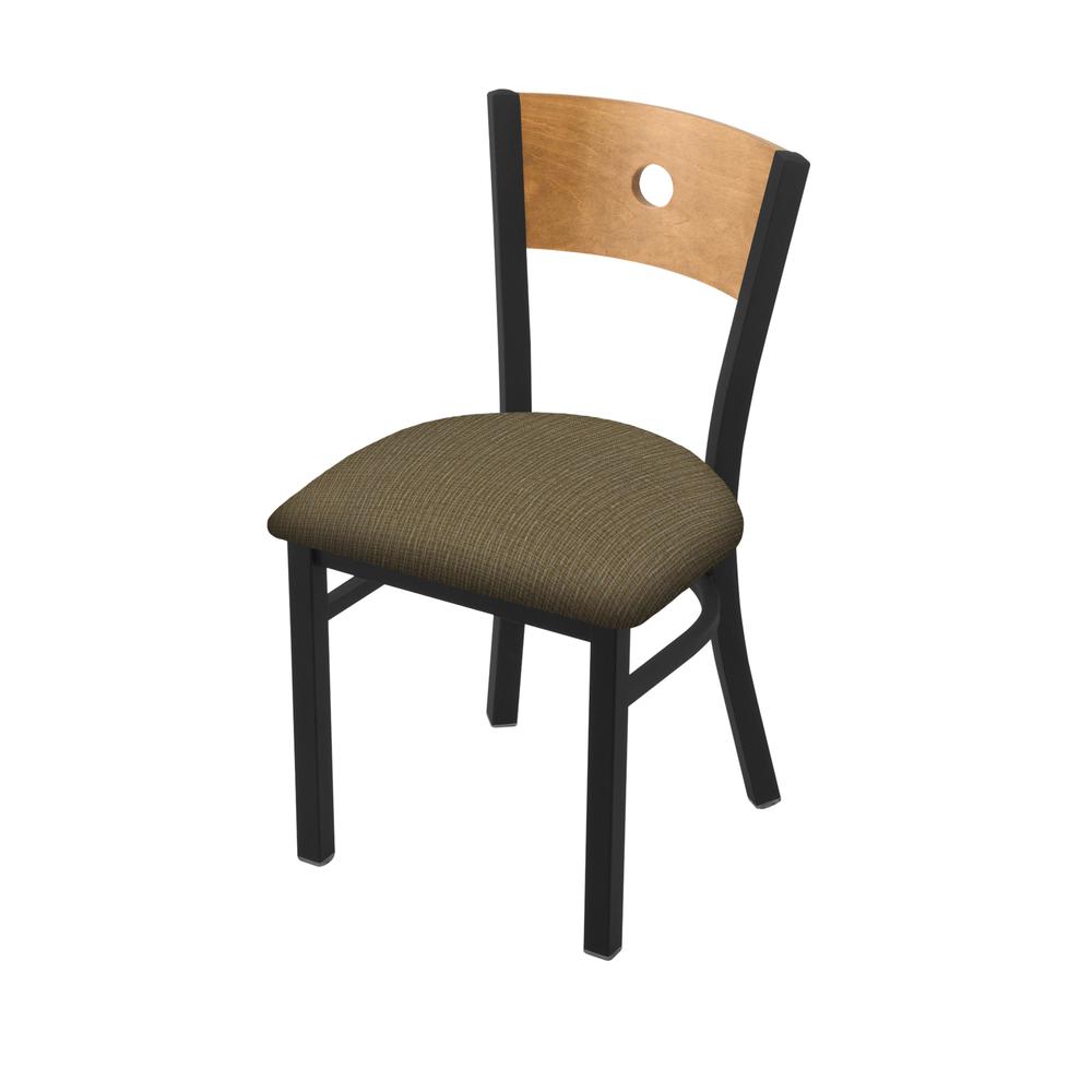 630 Voltaire 18" Chair with Black Wrinkle Finish, Medium Back, and Graph Cork Seat. Picture 1