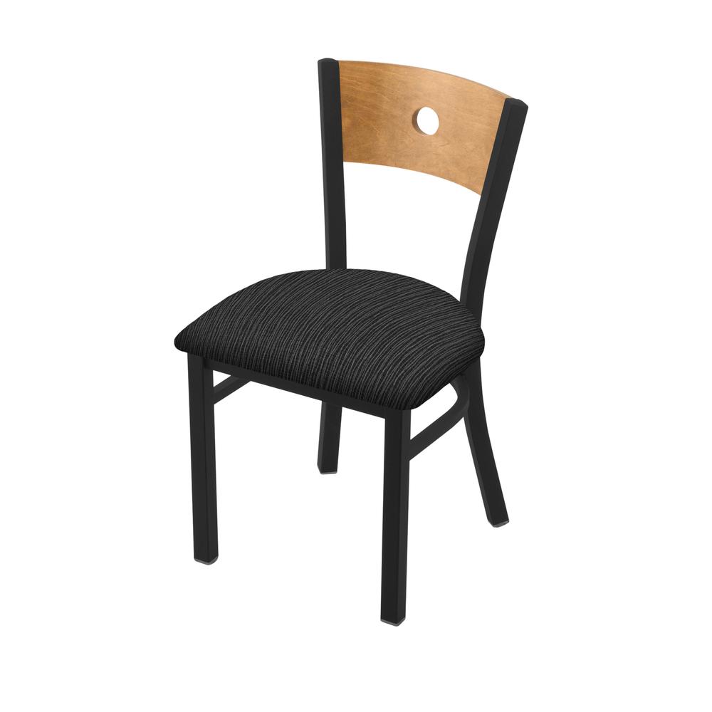 630 Voltaire 18" Chair with Black Wrinkle Finish, Medium Back, and Graph Coal Seat. Picture 1
