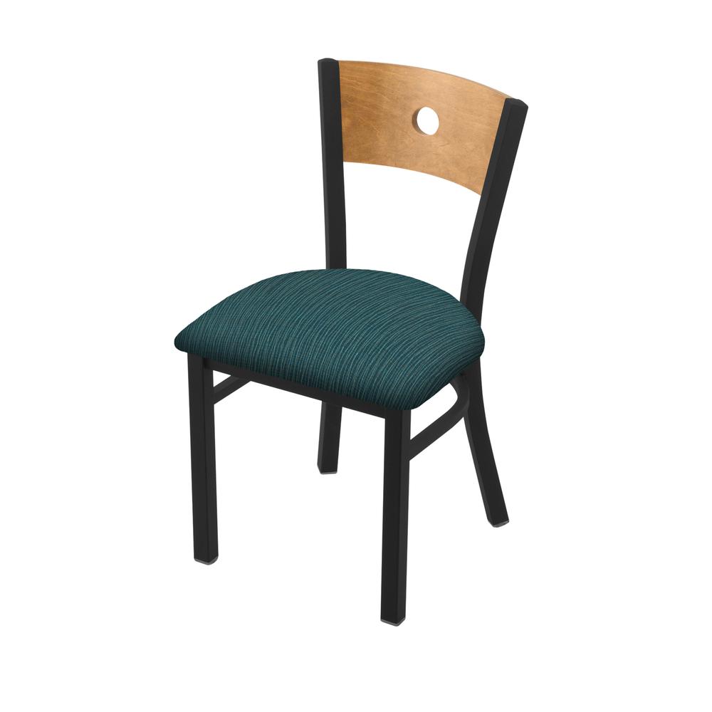 630 Voltaire 18" Chair with Black Wrinkle Finish, Medium Back, and Graph Tidal Seat. Picture 1
