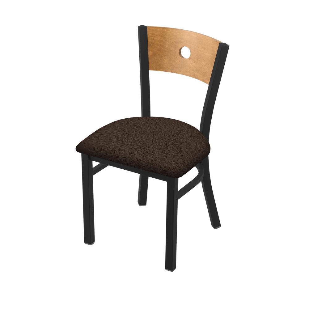 630 Voltaire 18" Chair with Black Wrinkle Finish, Medium Back, and Rein Coffee Seat. Picture 1