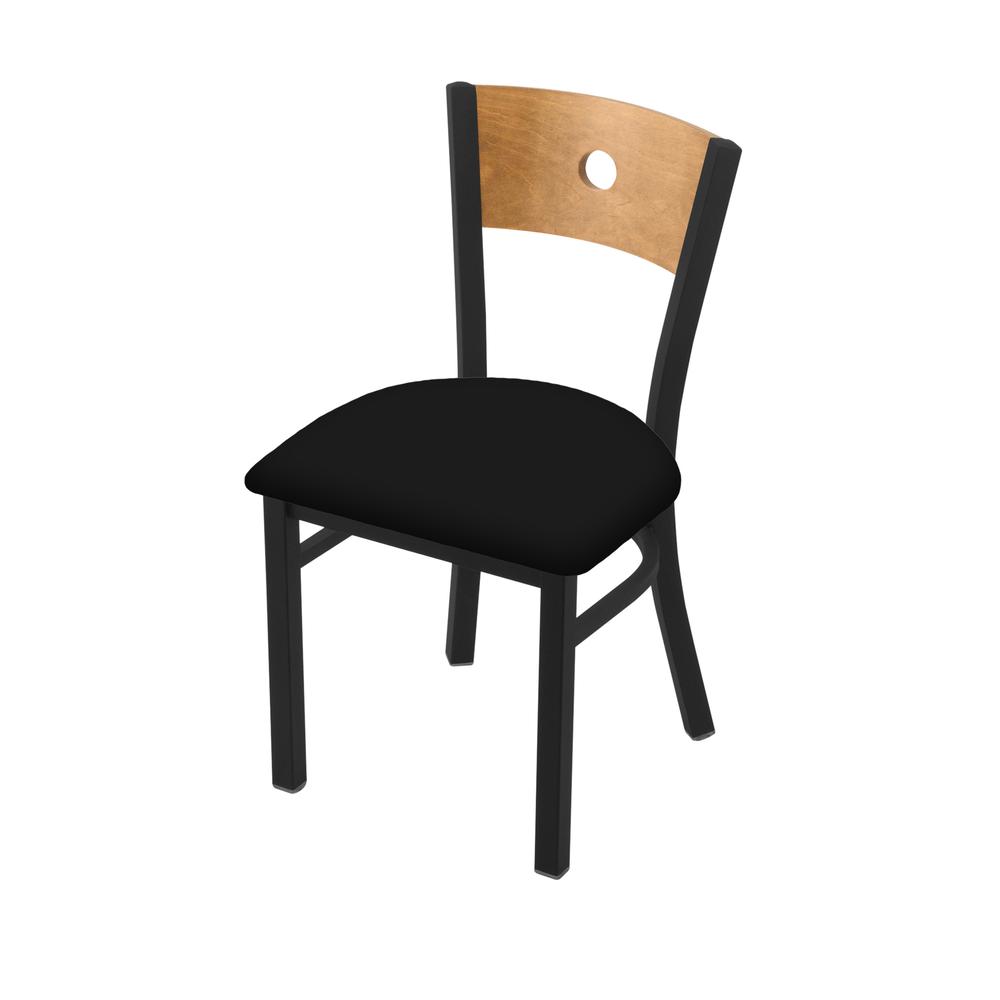 630 Voltaire 18" Chair with Black Wrinkle Finish, Medium Back, and Black Vinyl Seat. Picture 1