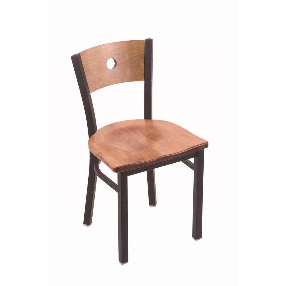 630 Voltaire 18" Chair with Black Wrinkle Finish, Medium Back, and Medium Maple Seat. Picture 1