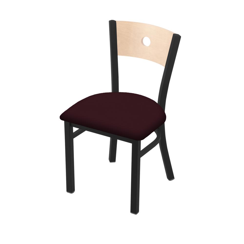 630 Voltaire 18" Chair with Black Wrinkle Finish, Natural Back, and Canter Bordeaux Seat. Picture 1