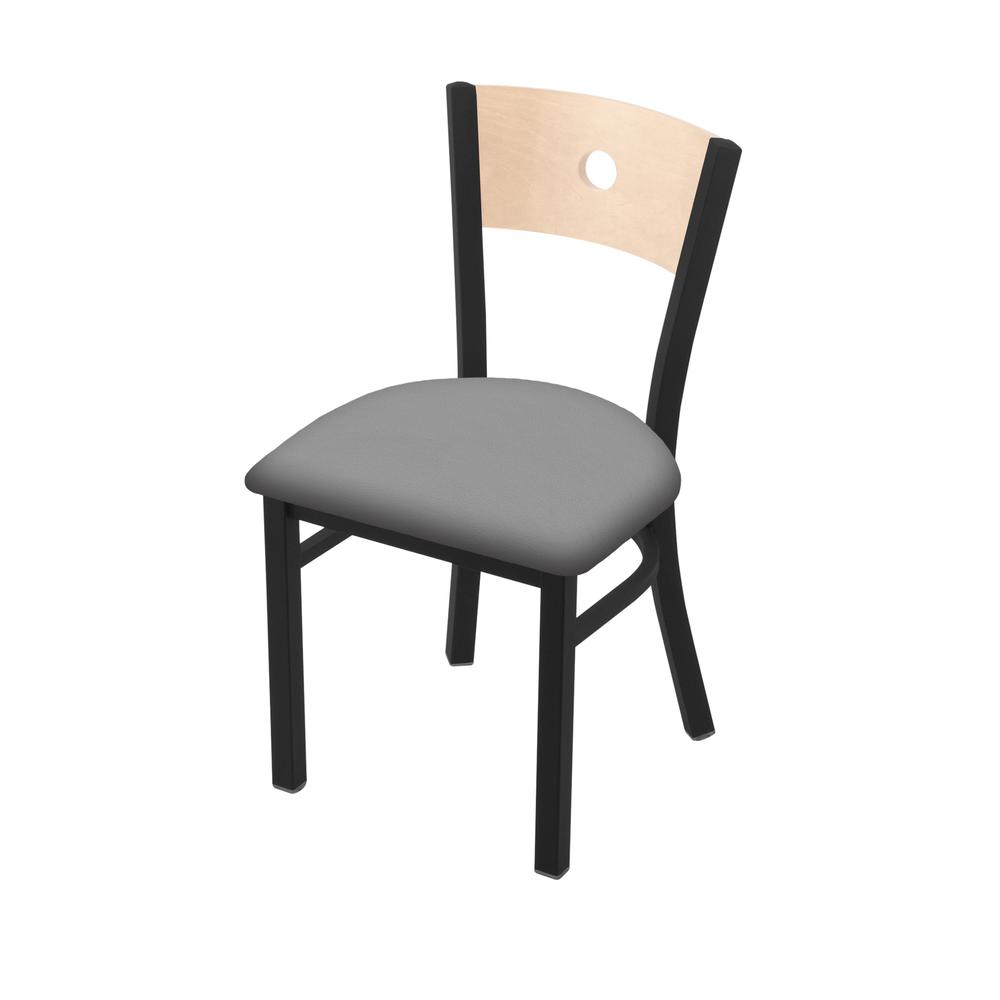 630 Voltaire 18" Chair with Black Wrinkle Finish, Natural Back, and Canter Folkstone Grey Seat. Picture 1