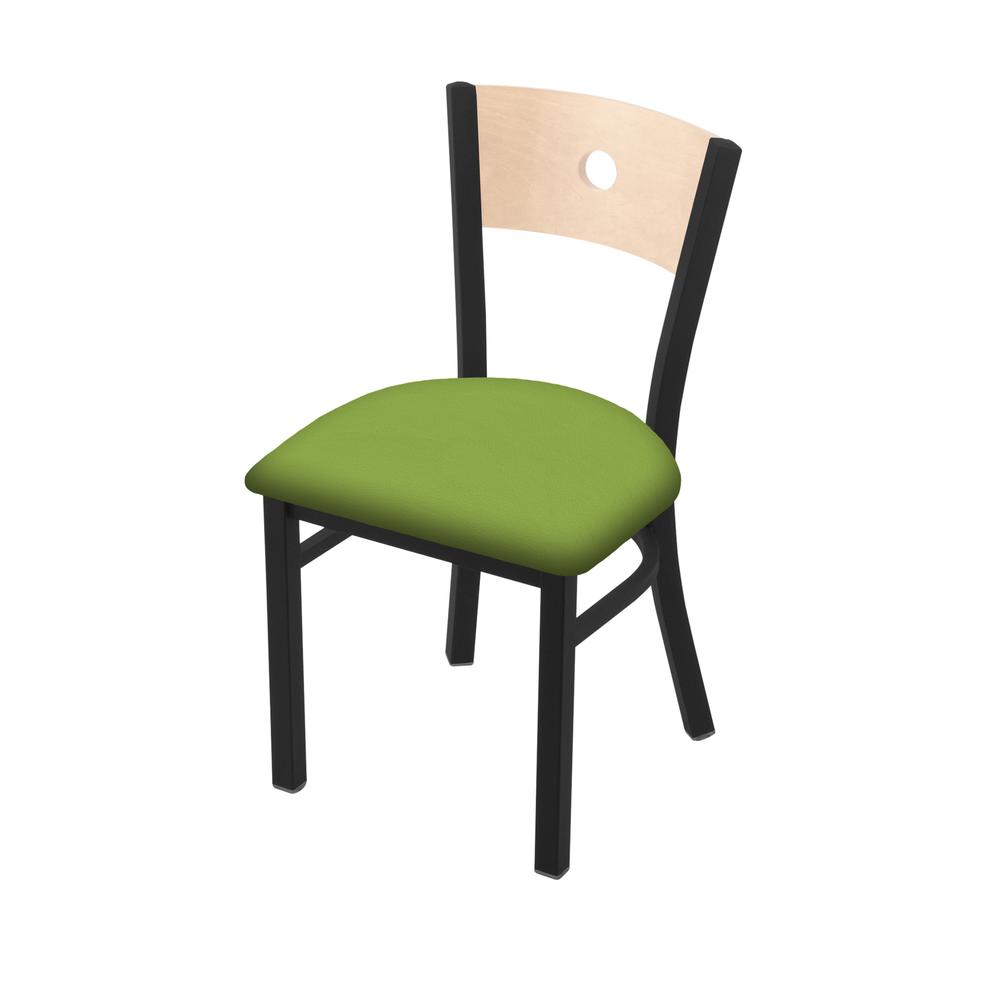 630 Voltaire 18" Chair with Black Wrinkle Finish, Natural Back, and Canter Kiwi Green Seat. Picture 1