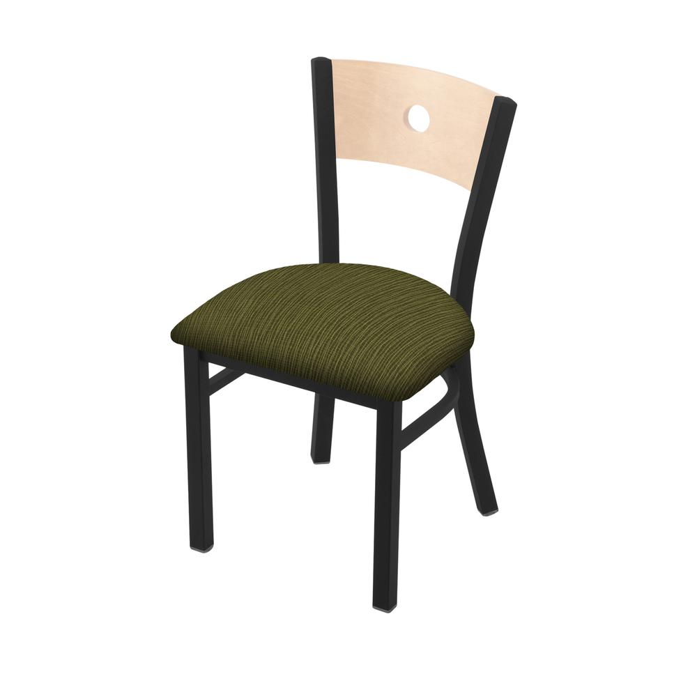 630 Voltaire 18" Chair with Black Wrinkle Finish, Natural Back, and Graph Parrot Seat. Picture 1