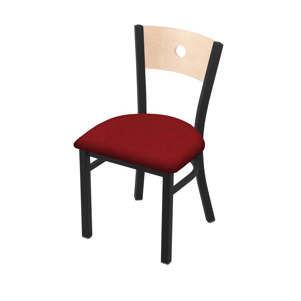 630 Voltaire 18" Chair with Black Wrinkle Finish, Natural Back, and Graph Ruby Seat. Picture 1