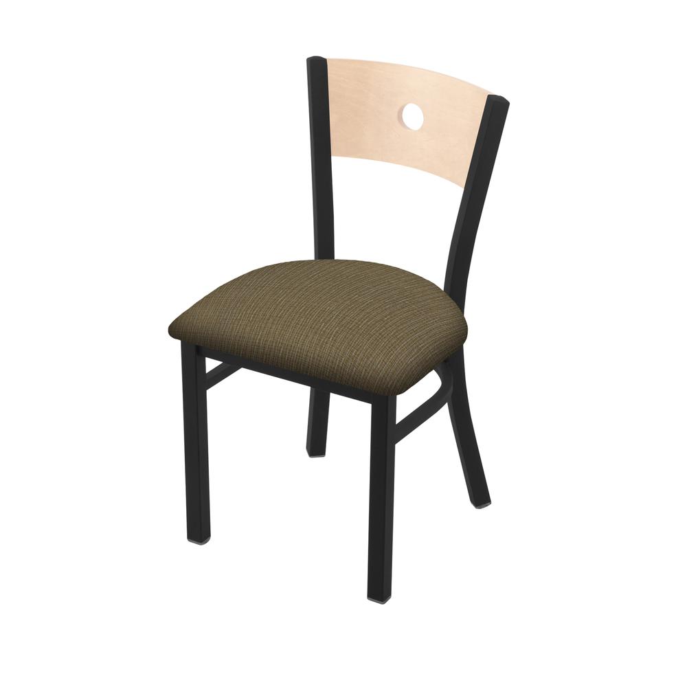 630 Voltaire 18" Chair with Black Wrinkle Finish, Natural Back, and Graph Cork Seat. Picture 1