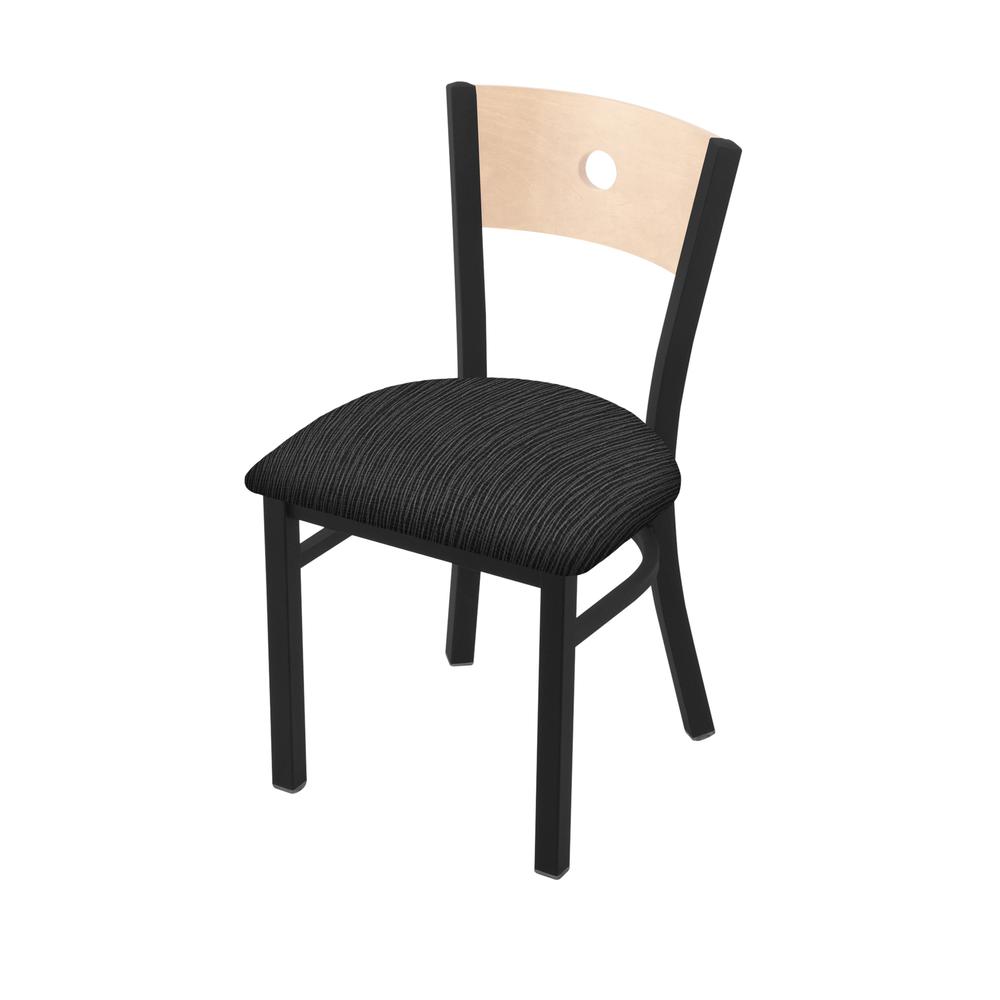 630 Voltaire 18" Chair with Black Wrinkle Finish, Natural Back, and Graph Coal Seat. Picture 1