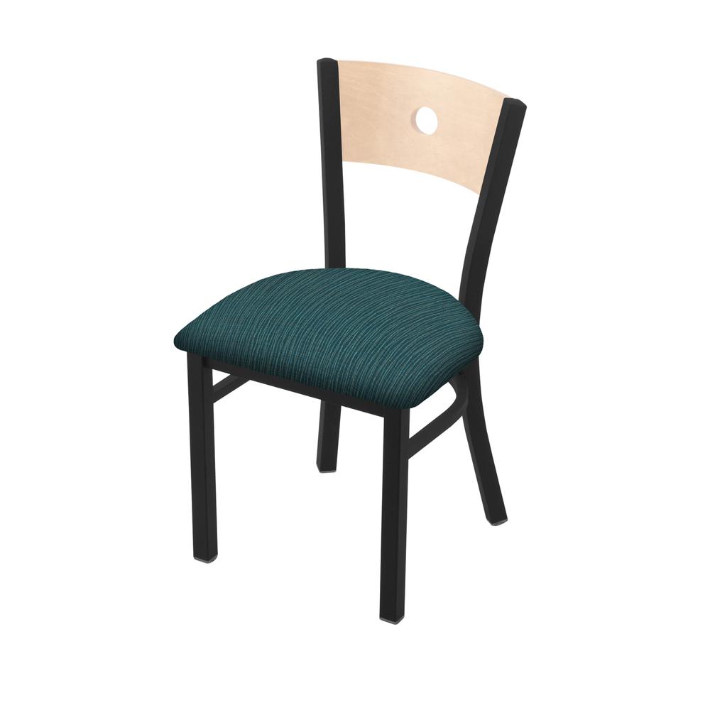 630 Voltaire 18" Chair with Black Wrinkle Finish, Natural Back, and Graph Tidal Seat. Picture 1