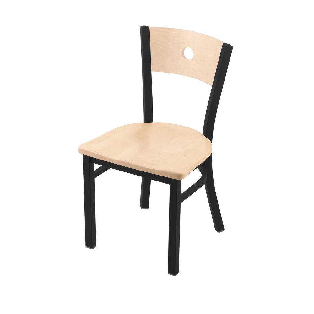 630 Voltaire 18" Chair with Black Wrinkle Finish, Natural Back, and Natural Maple Seat. Picture 1