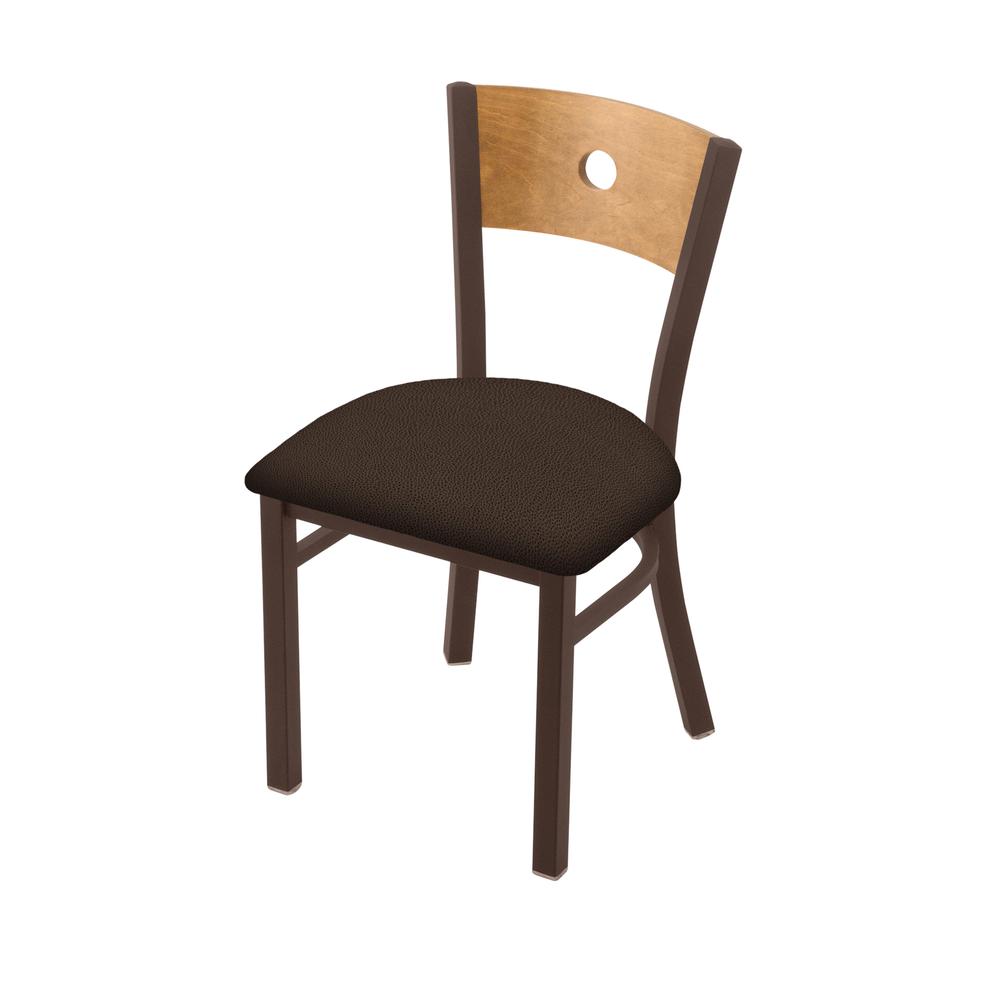 630 Voltaire 18" Chair with Bronze Finish, Medium Back, and Rein Coffee Seat. Picture 1