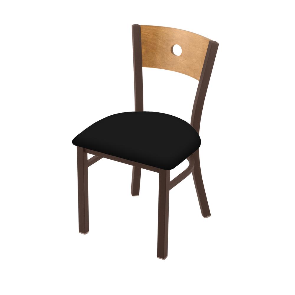 630 Voltaire 18" Chair with Bronze Finish, Medium Back, and Black Vinyl Seat. Picture 1