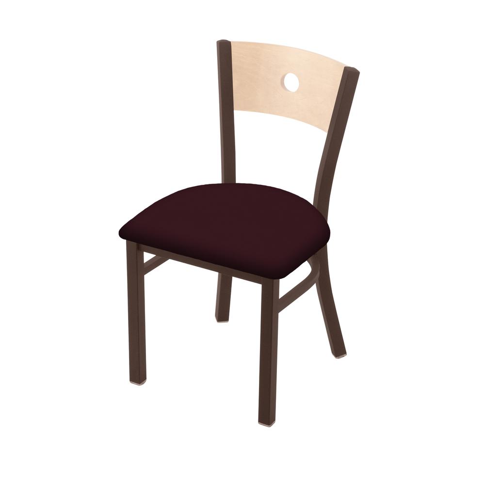 630 Voltaire 18" Chair with Bronze Finish, Natural Back, and Canter Bordeaux Seat. Picture 1