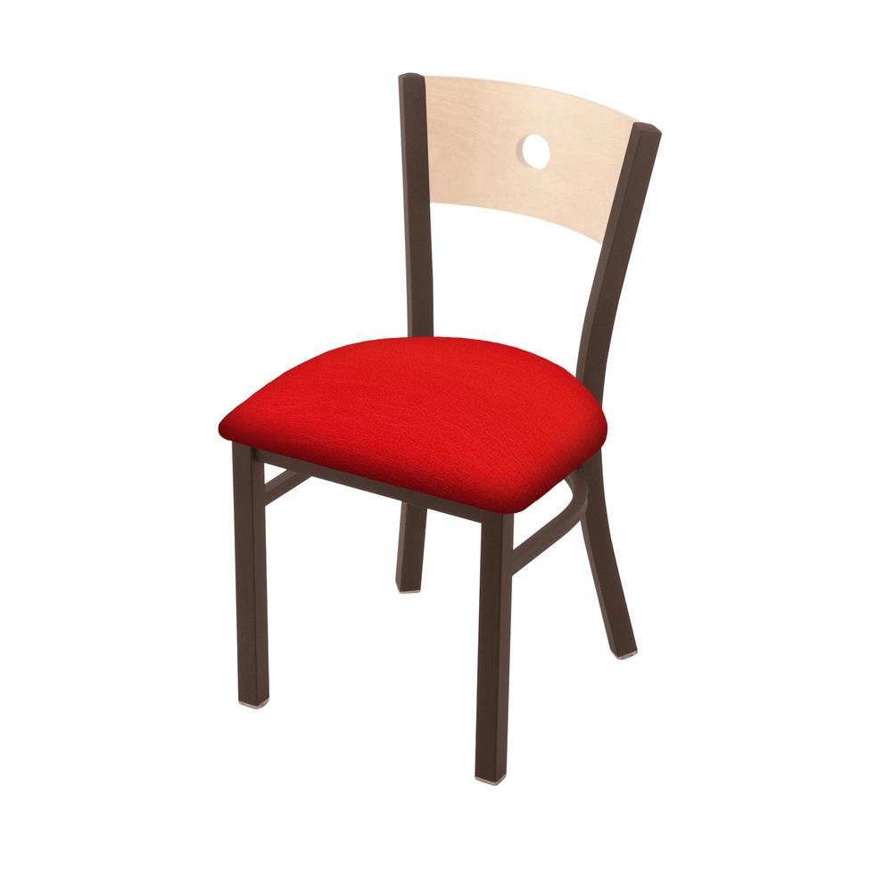 630 Voltaire 18" Chair with Bronze Finish, Natural Back, and Canter Red Seat. Picture 1