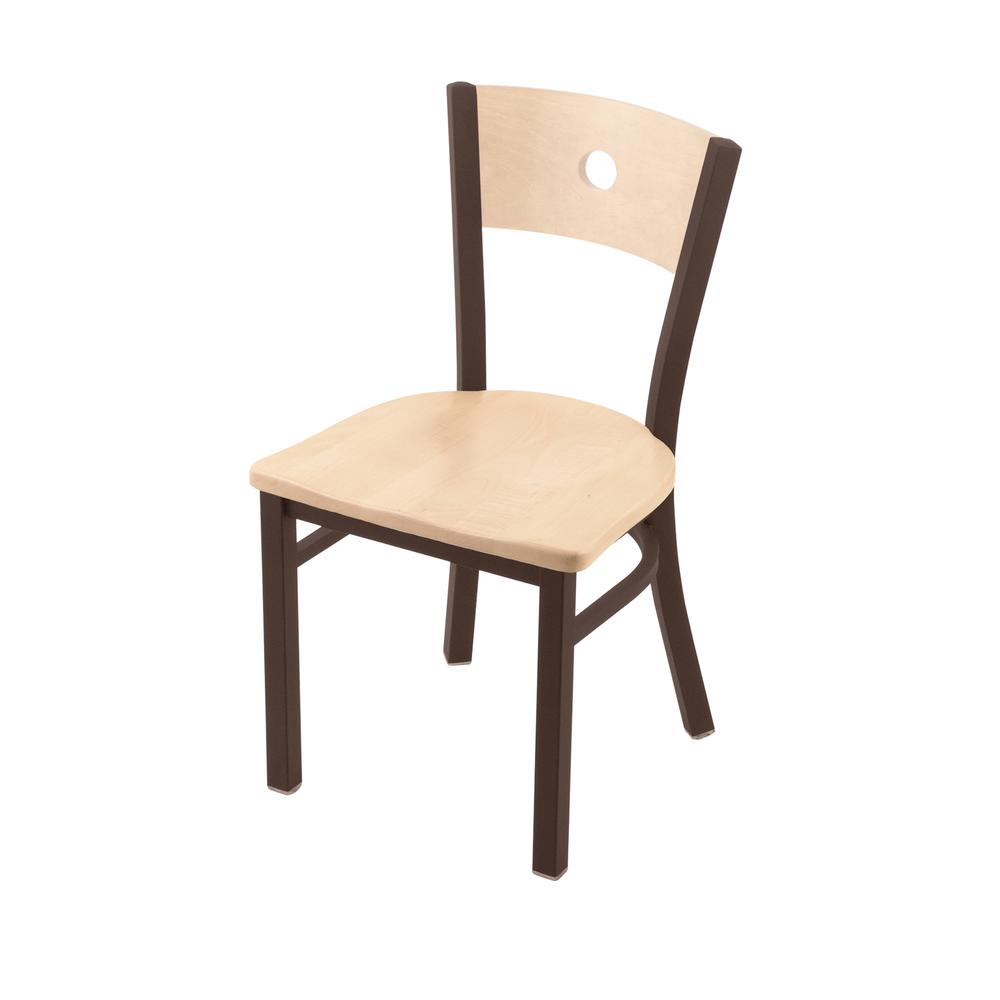 630 Voltaire 18" Chair with Bronze Finish, Natural Back, and Natural Maple Seat. Picture 1