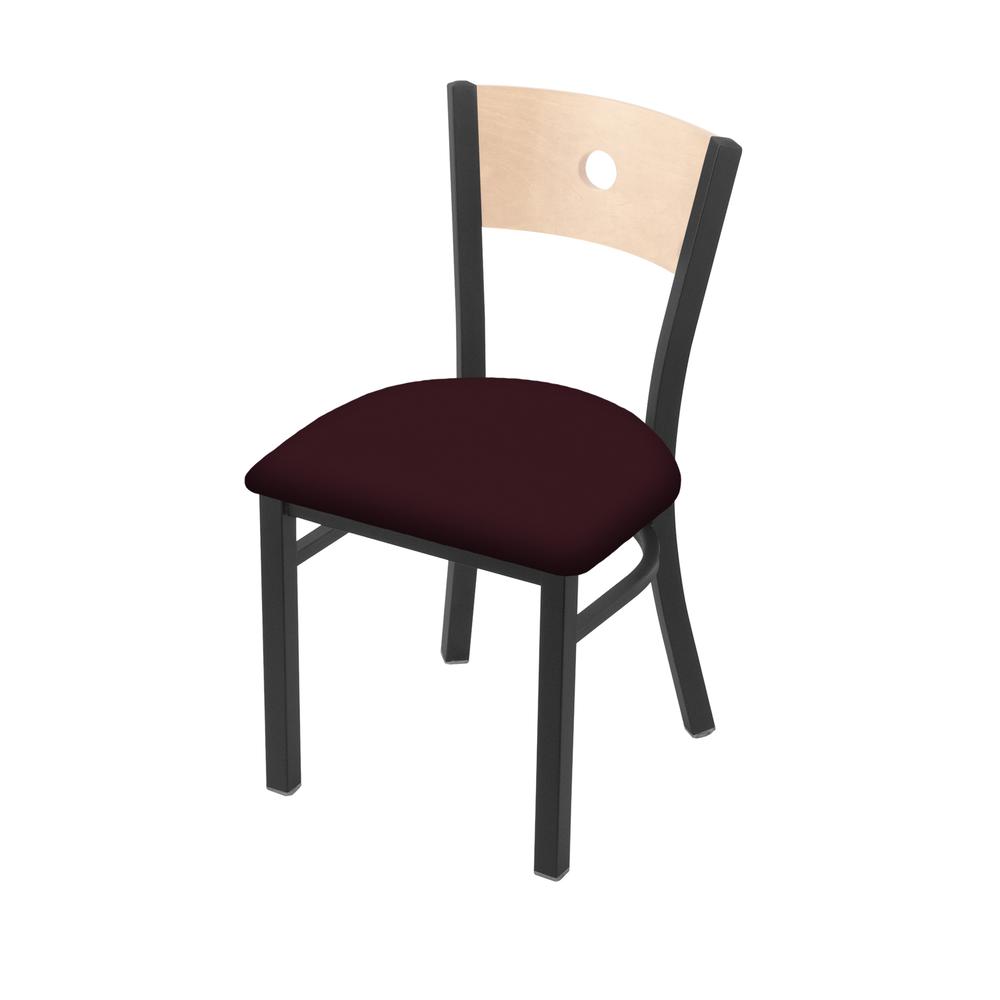 630 Voltaire 18" Chair with Pewter Finish, Natural Back, and Canter Bordeaux Seat. Picture 1