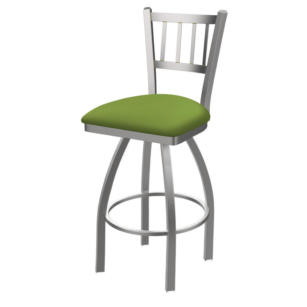 810 Contessa Stainless Steel 25" Swivel Counter Stool with Canter Kiwi Green Seat. Picture 1