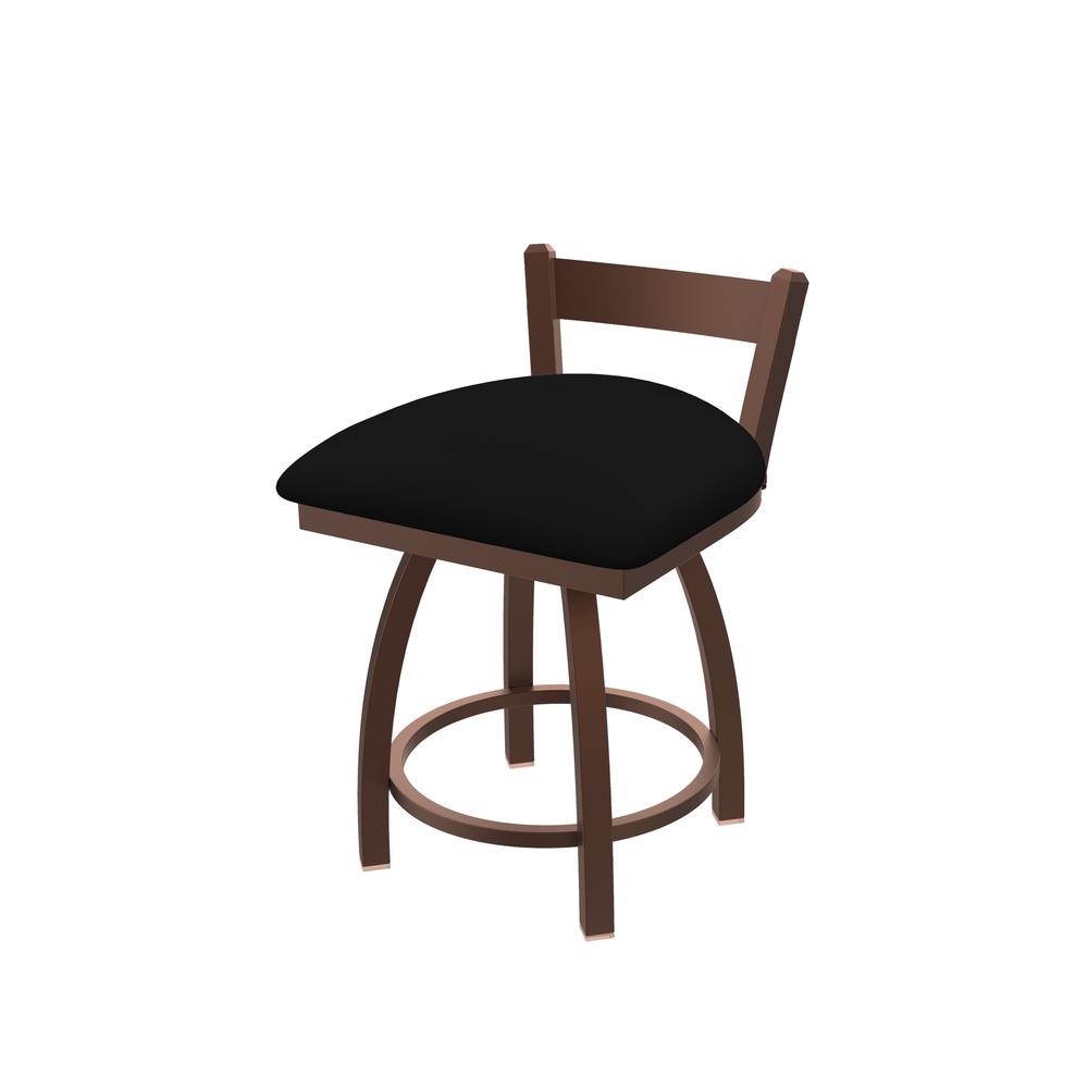 821 Catalina 18" Low Back Swivel Vanity Stool with Bronze Finish and Black Vinyl Seat. Picture 1