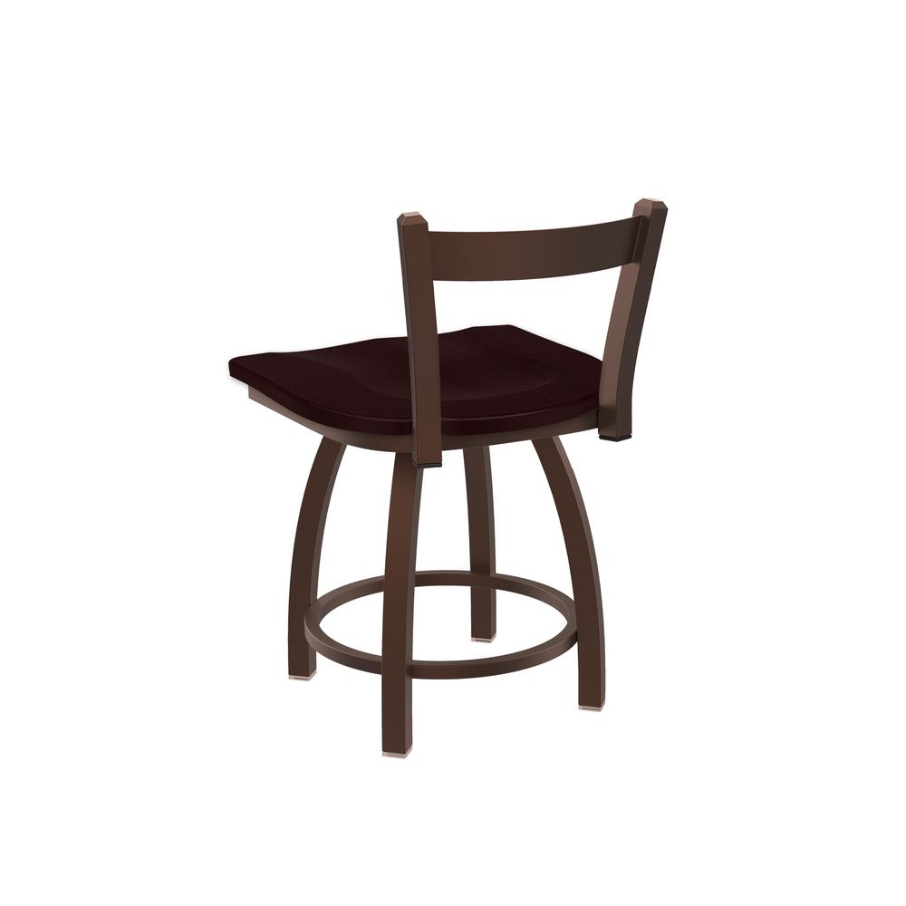 821 Catalina 18" Low Back Swivel Vanity Stool with Bronze Finish and Dark Cherry Oak Seat. Picture 2