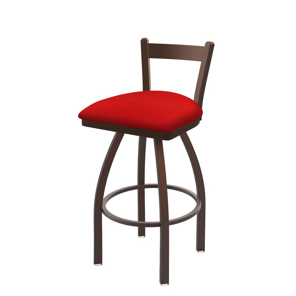 821 Catalina 30" Low Back Swivel Bar Stool with Bronze Finish and Canter Red Seat. Picture 1