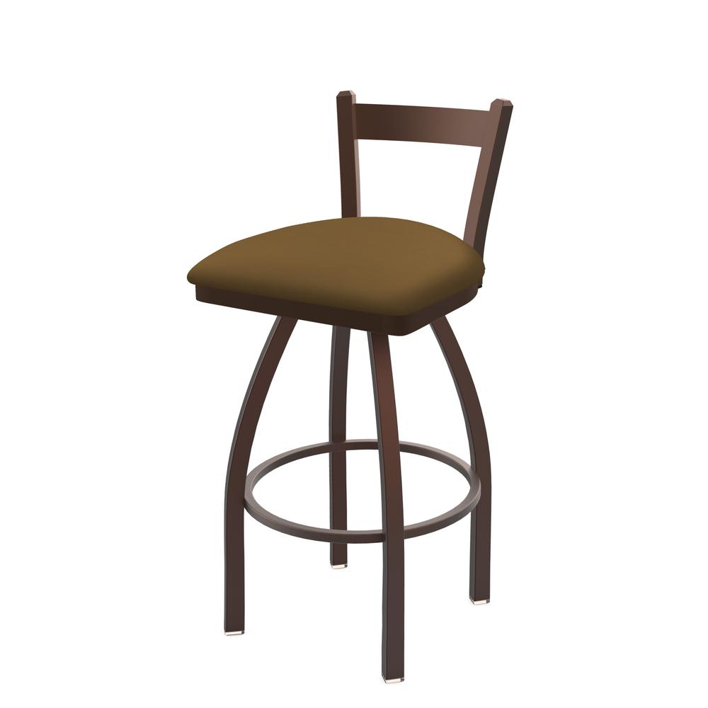 821 Catalina 30" Low Back Swivel Bar Stool with Bronze Finish and Canter Saddle Seat. Picture 1