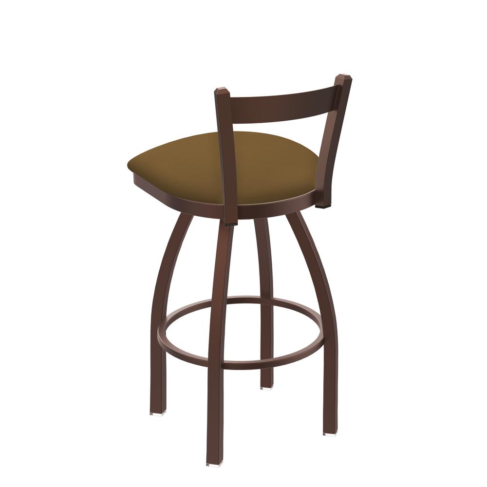 821 Catalina 30" Low Back Swivel Bar Stool with Bronze Finish and Canter Saddle Seat. Picture 2