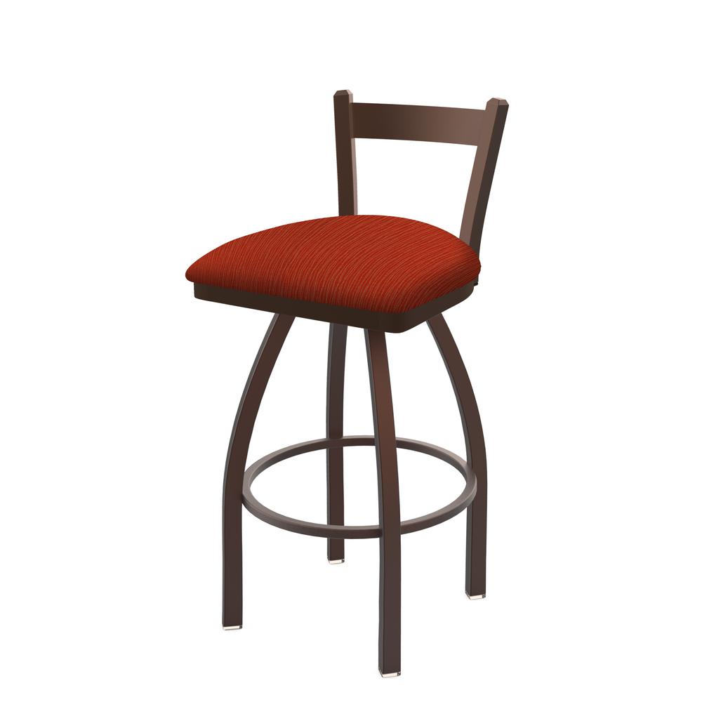 821 Catalina 30" Low Back Swivel Bar Stool with Bronze Finish and Graph Poppy Seat. Picture 1