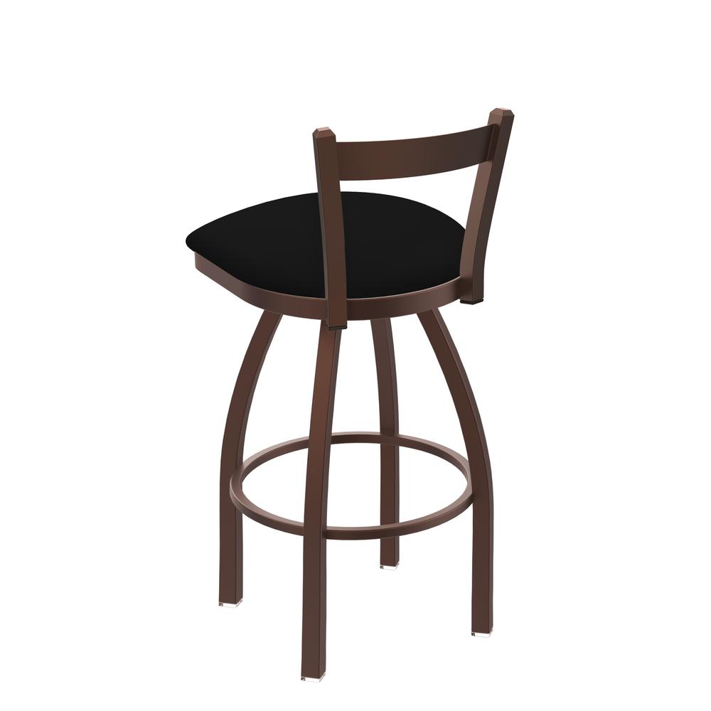 821 Catalina 30" Low Back Swivel Bar Stool with Bronze Finish and Black Vinyl Seat. Picture 2