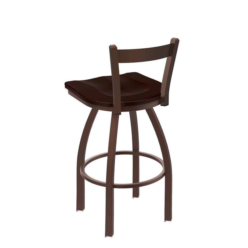 821 Catalina 30" Low Back Swivel Bar Stool with Bronze Finish and Dark Cherry Maple Seat. Picture 2