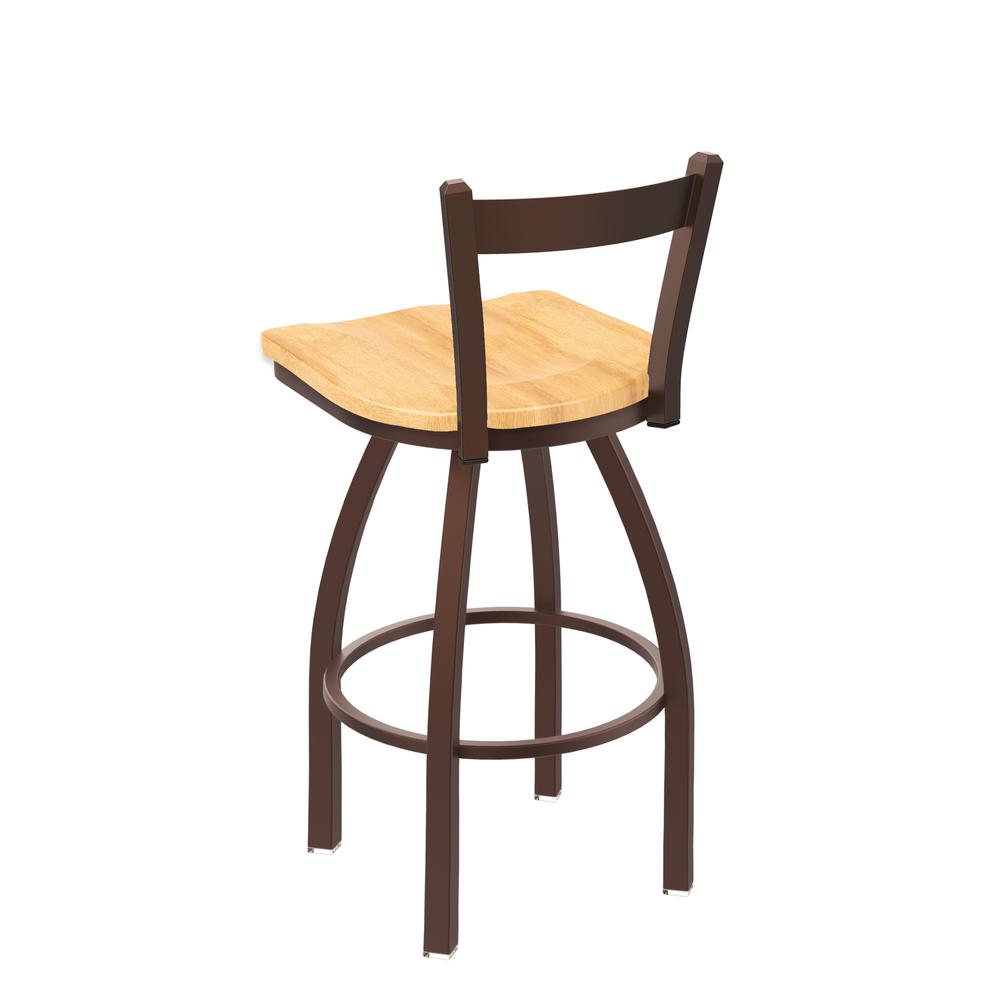 821 Catalina 30" Low Back Swivel Bar Stool with Bronze Finish and Natural Maple Seat. Picture 2