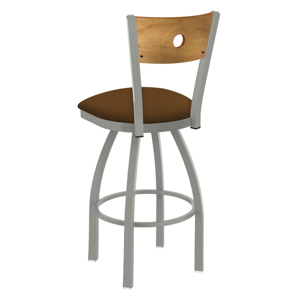 830 Voltaire 36" Swivel Counter Stool with Anodized Nickel Finish, Medium Back, and Canter Thatch Seat. Picture 2