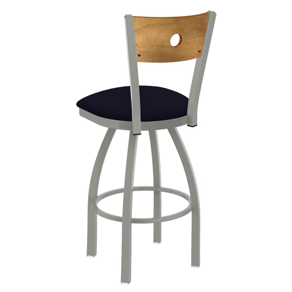 830 Voltaire 36" Swivel Counter Stool with Anodized Nickel Finish, Medium Back, and Canter Twilight Seat. Picture 2
