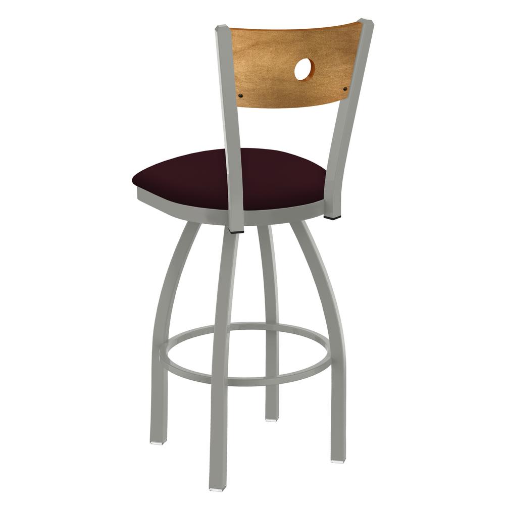 830 Voltaire 36" Swivel Counter Stool with Anodized Nickel Finish, Medium Back, and Canter Bordeaux Seat. Picture 2