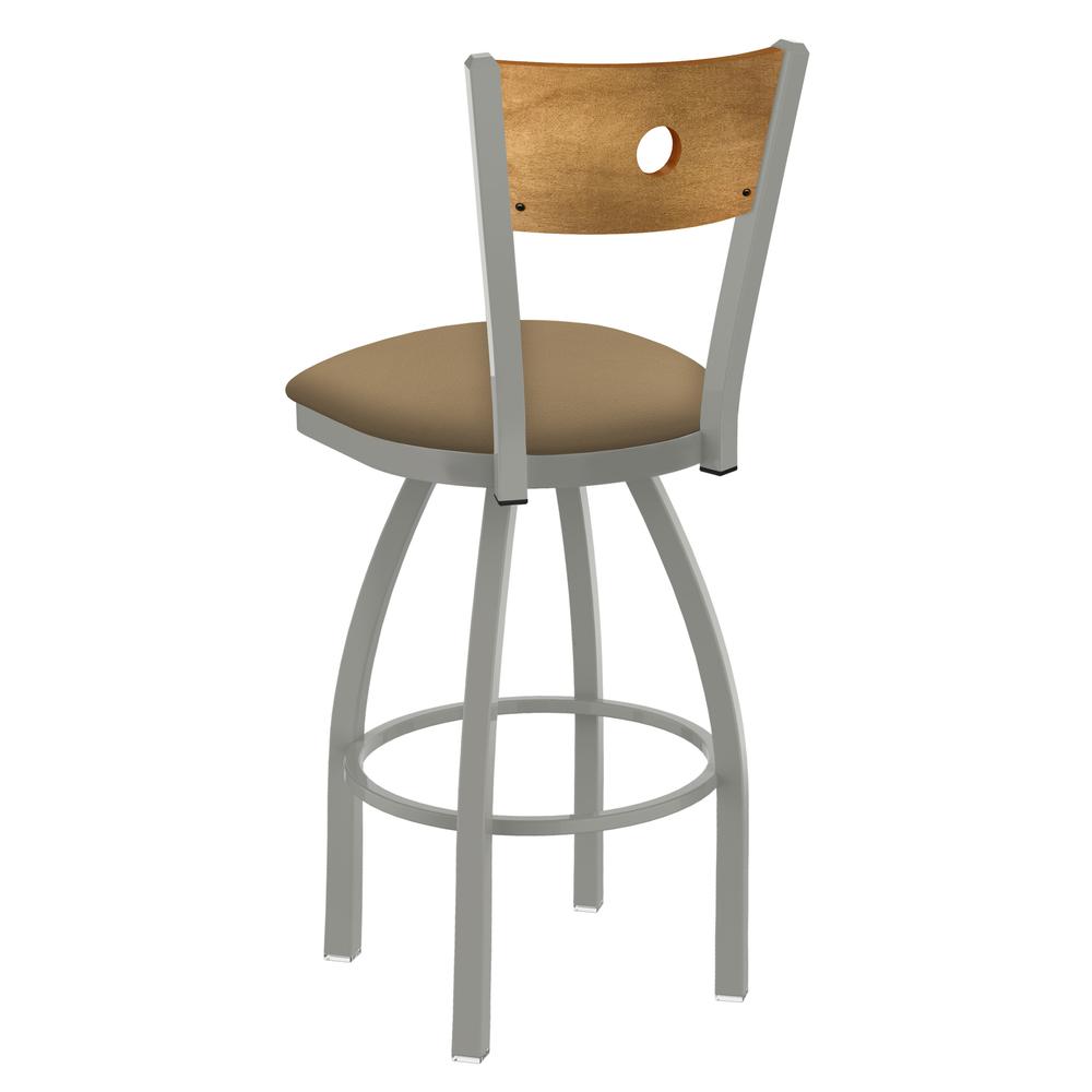 830 Voltaire 36" Swivel Counter Stool with Anodized Nickel Finish, Medium Back, and Canter Sand Seat. Picture 2