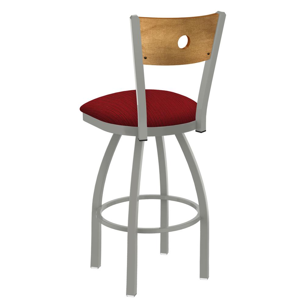 830 Voltaire 36" Swivel Counter Stool with Anodized Nickel Finish, Medium Back, and Graph Ruby Seat. Picture 2