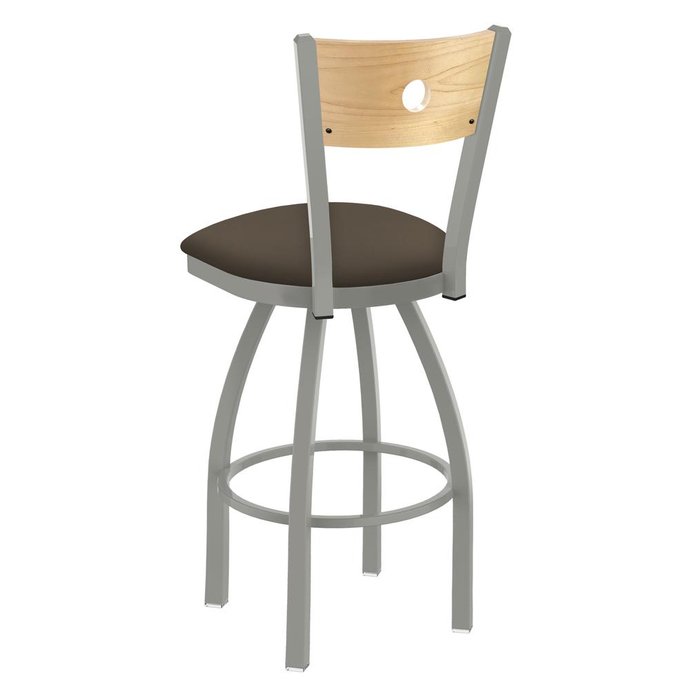 830 Voltaire 36" Swivel Counter Stool with Anodized Nickel Finish, Natural Back, and Canter Earth Seat. Picture 2