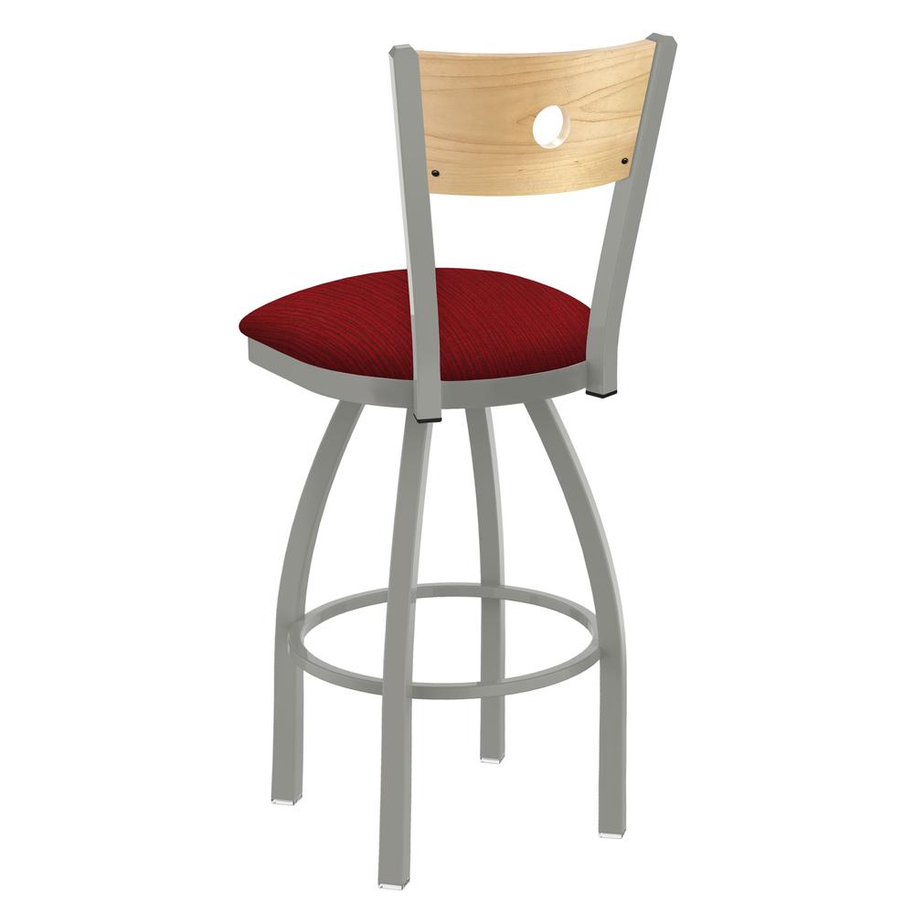 830 Voltaire 36" Swivel Counter Stool with Anodized Nickel Finish, Natural Back, and Graph Ruby Seat. Picture 2