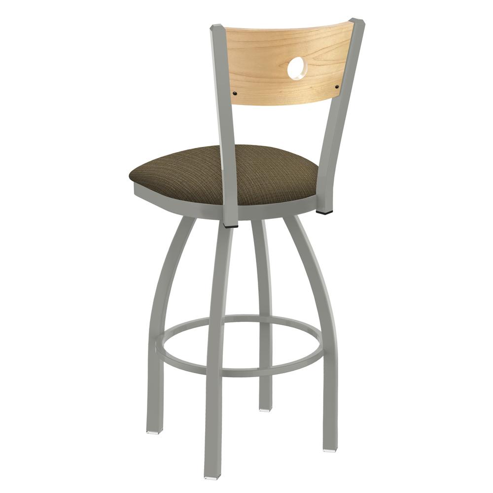 830 Voltaire 36" Swivel Counter Stool with Anodized Nickel Finish, Natural Back, and Graph Cork Seat. Picture 2