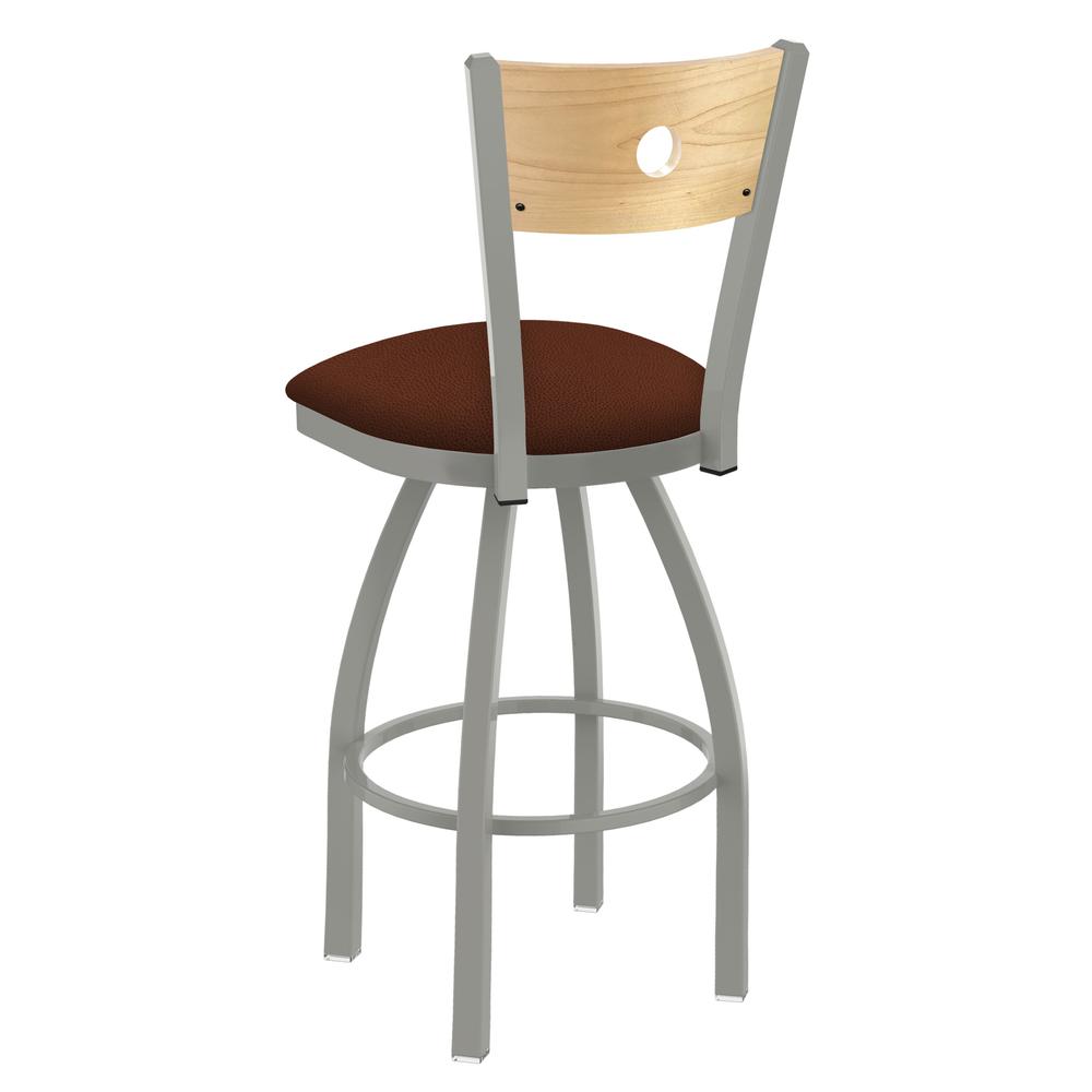 830 Voltaire 36" Swivel Counter Stool with Anodized Nickel Finish, Natural Back, and Rein Adobe Seat. Picture 2