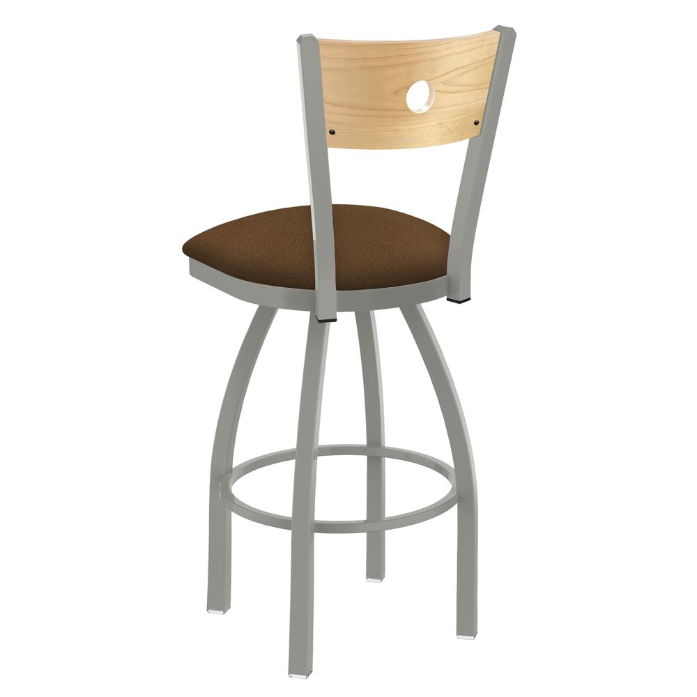 830 Voltaire 36" Swivel Counter Stool with Anodized Nickel Finish, Natural Back, and Rein Thatch Seat. Picture 2