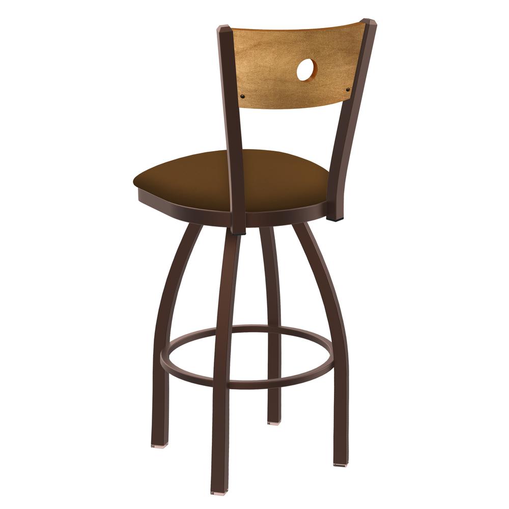 830 Voltaire 36" Swivel Counter Stool with Bronze Finish, Medium Back, and Canter Thatch Seat. Picture 2