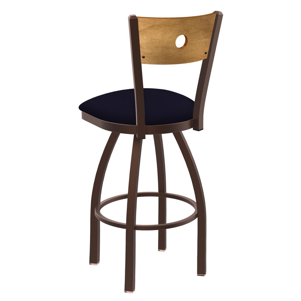 830 Voltaire 36" Swivel Counter Stool with Bronze Finish, Medium Back, and Canter Twilight Seat. Picture 2