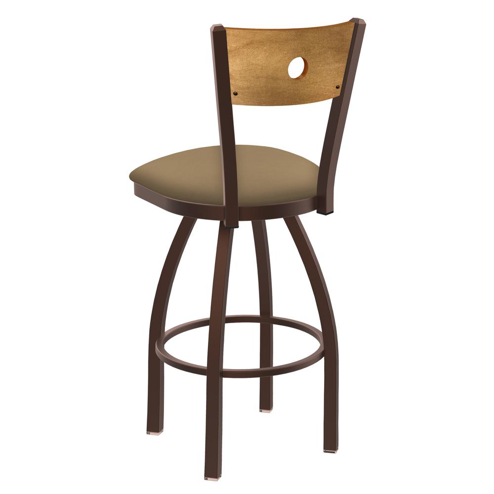 830 Voltaire 36" Swivel Counter Stool with Bronze Finish, Medium Back, and Canter Sand Seat. Picture 2