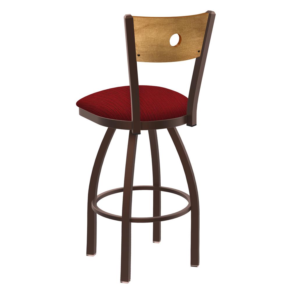 830 Voltaire 36" Swivel Counter Stool with Bronze Finish, Medium Back, and Graph Ruby Seat. Picture 2